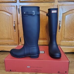 Hunter Womens Size 9 Original Tall Adjustable Buckle Rain Boots Matte Navy Blue